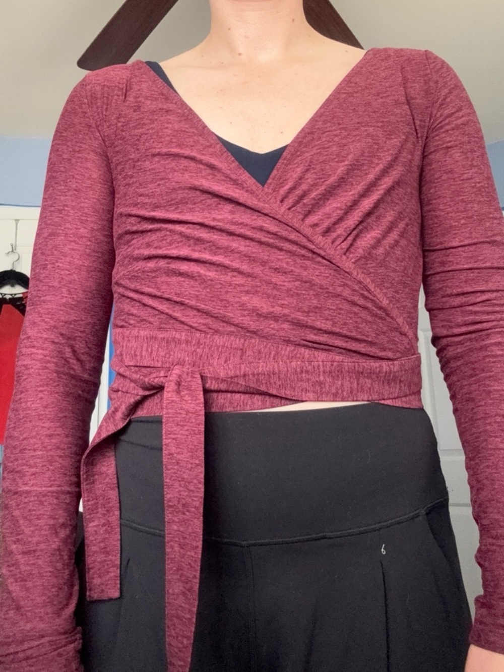 Outdoor Voices Maroon Ballet Wrap top